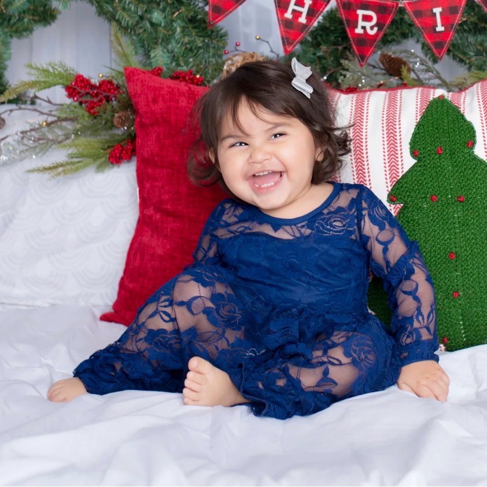 Navy Blue Lace Baby Girl Dress